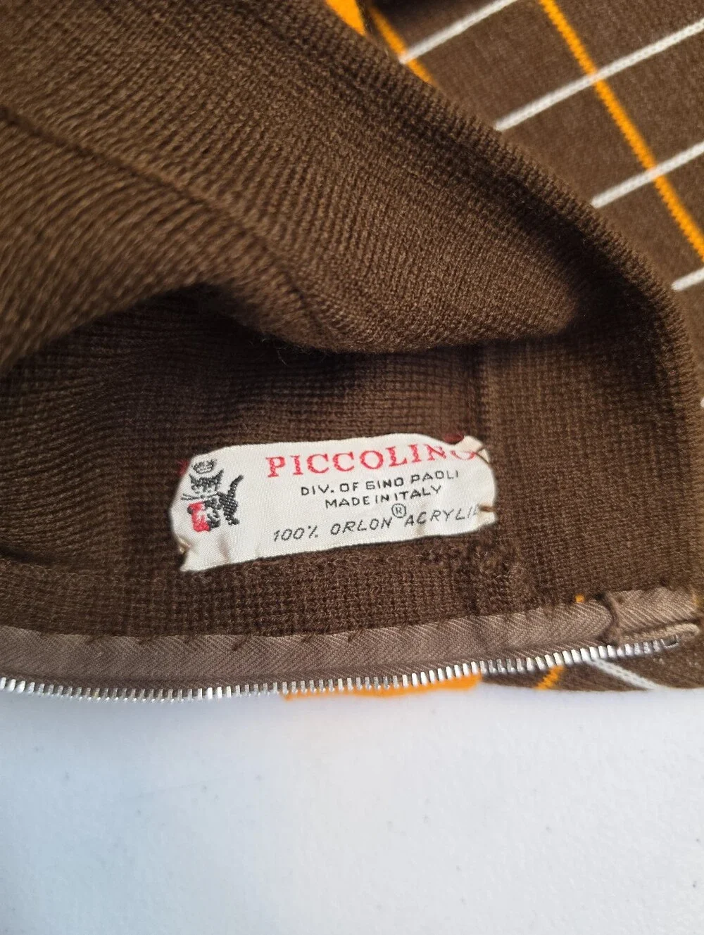 Piccolino 60s 70s Italian MOD Mini Dress Girls 4 Brown Orange Belted Vintage